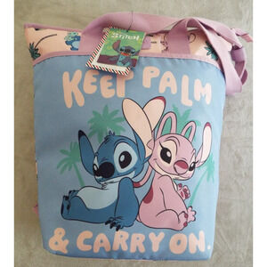 DISNEY Stitch Pink Convertible Travel Tote Bag Backpack Insulated Beach NWT